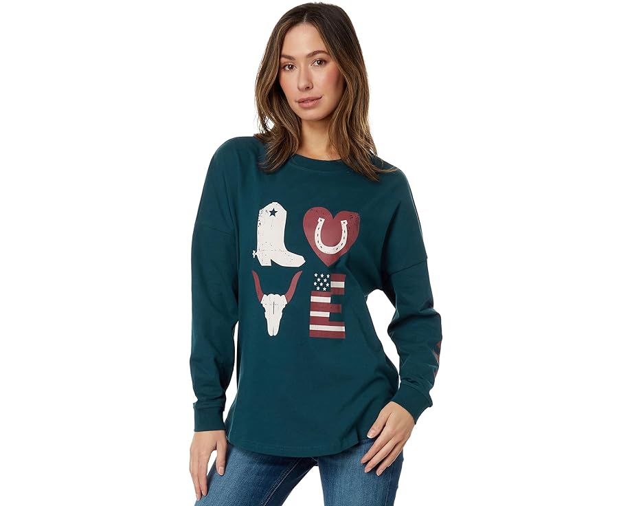 アリアット ティーシャツ レディース 【 ARIAT LOVE OVERSIZED TEE / REFLECTING POND 】 レディース流行り物 トップス カットソー