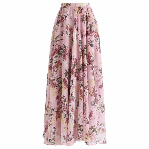 ポイント10倍 シックウィッシュ Chicwish ピンク マキシスカート Pink Chicwish Brightcolored Floral In レディースファッション ボトムス スカート 激安の Haringeylawcentre Org Uk