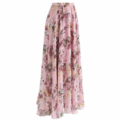 ポイント10倍 シックウィッシュ Chicwish ピンク マキシスカート Pink Chicwish Brightcolored Floral In レディースファッション ボトムス スカート 激安の Haringeylawcentre Org Uk