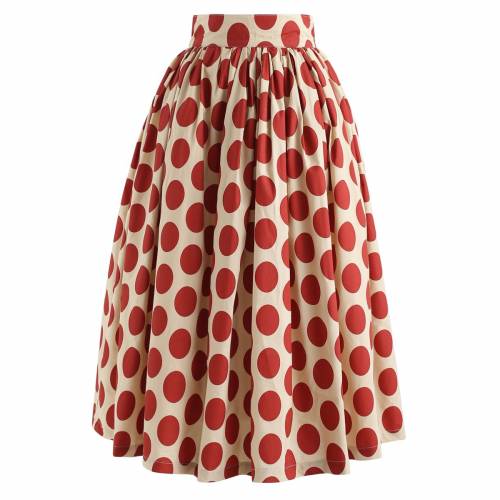 シックウィッシュ Chicwish ビンテージ ヴィンテージ 赤 レッド ミディスカート レディース Vintage Red Chicwish Polka Dot Redefiningrefuge Org