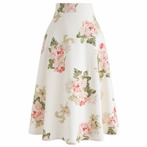 シックウィッシュ Chicwish ローズ クリーム ミディスカート Rose Chicwish Print Aline Flare In Cream レディースファッション ボトムス スカート ファッションブランド カジュアル ファッション Clickcease Com