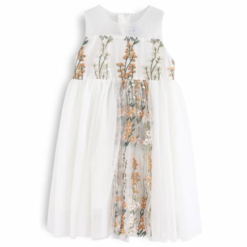 シックウィッシュ Chicwish ノン捩り ワンピース 皮膚軟化剤 お坊ちゃん キッズ Chicwish Little Darling Sleeveless Embroidered Mesh Dress In Cream For Kids 2friendshotel Com