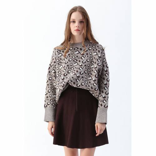 年末のプロモーション特価 シックウィッシュ セーター ニット トップス レディースファッション Color Sweater Knit Leopard Taupe Chicwish トレーナー ニット レオパード ヒョウ柄 Chicwish その他