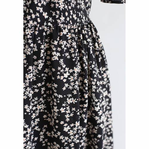 シックウィッシュ Chicwish V頚部 ワンピース 黒いこと 真っ黒 Chicwish Marguerite Print Vneck Ruffle Dress In Black レディースモード ドレス ファッションブランド 心安い ファッション Dachsteinzauber Com