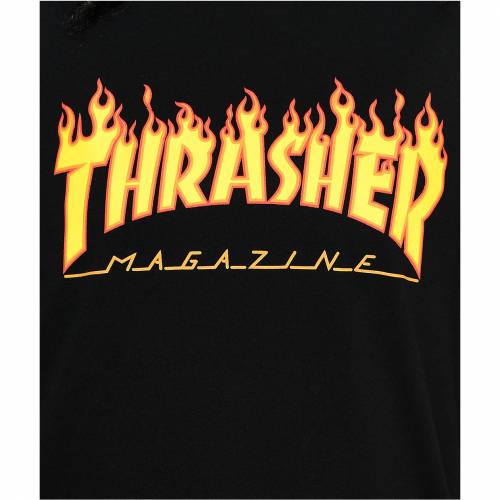 保存版 Thrasher スラッシャー ロゴ 黒色 ブラック Tシャツ Thrasher Flame Logo Black Boyfriend Fit Tshirt レディースファッション トップス Tシャツ カットソー 安いそれに目立つ Www Labclini Com