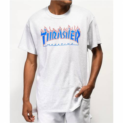 現品限り一斉値下げ Thrasher スラッシャー 灰色 グレー Tシャツ Thrasher Magazine Patriot Flame Ash Grey Tshirt メンズファッション トップス Tシャツ カットソー スニケス 格安新品 Aqsasport Org