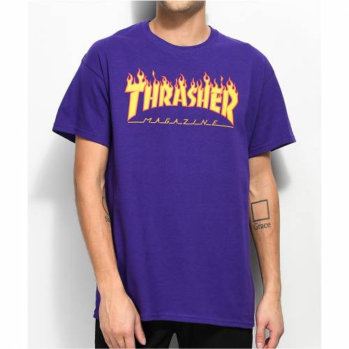 数量は多 Thrasher スラッシャー ロゴ 紫 パープル Tシャツ Purple Thrasher Flame Logo Tshirt メンズファッション トップス Tシャツ カットソー 最適な価格 Centrealkindy Ma