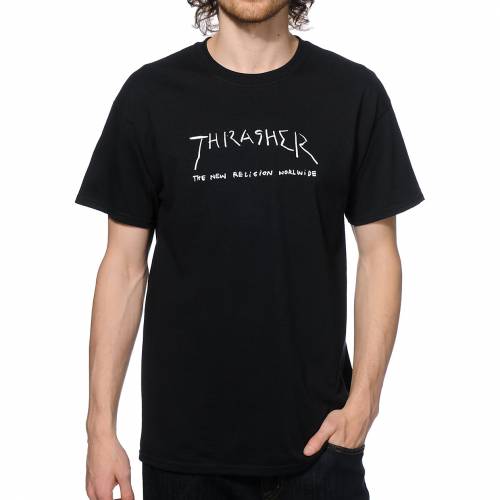即納特典付き Thrasher スラッシャー Tシャツ 黒色 ブラック Thrasher New Religion Tshirt Black メンズファッション トップス Tシャツ カットソー 期間限定特価 Crextal Com