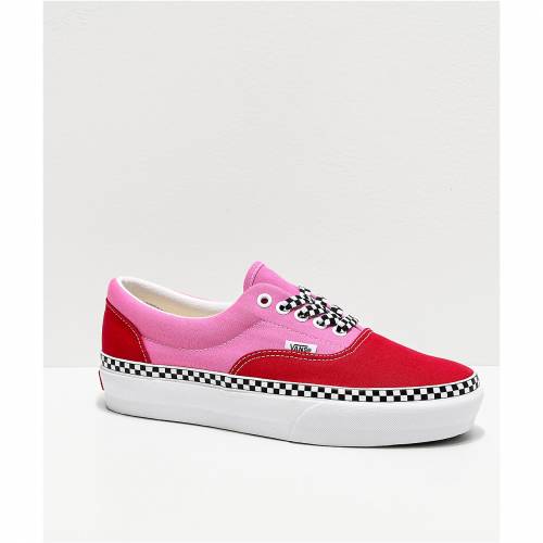 超特価 Pink Red Vans 運動靴 スニーカー ピンク レッド 赤 バンズ Vans ヴァンズ Era Shoes Platform Chili Foxing Checkerboard Zezm50 Preloveddevice Com