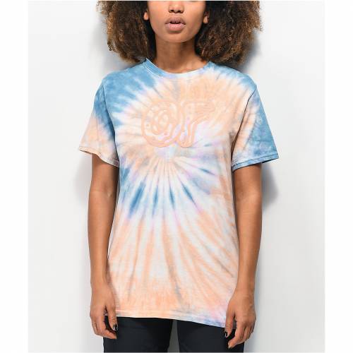 上品な Tシャツ カットソー ネクタイ オレンジ 橙 ブルー 青色 Future Odd Tシャツ カットソー Tシャツ トップス レディースファッション Miscellaneous Tshirt Dye Tie Blue Print Puff Future Odd Orange Www Misturamelada Com Br