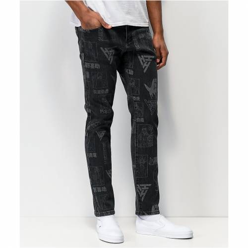 Hypland Worldwide 黒いこと 黒人 デニム ジーンズ テーパードジーンズ Hypland Worldwide X Bleach All Over Black メンズ流行り物 ズボン ズボン下 ファッションブランド名 略式 ファッション パンツ Educaresemocionar Com