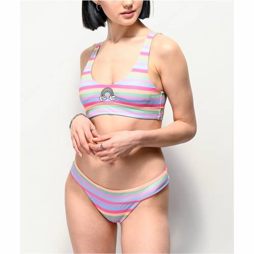 Jv By Jac Vanek 虹色 虹 縞 ズボン 下つ方ス ビキニボトム 水着 レディース Stripe Jv By Jac Vanek Rainbow Cheeky Assorted Mudey Pt