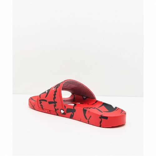 千両役者 Champion チャンピオン コミュニズム 赤 サンダル Red Champion Ipo Warped Slide Sandals メンズ サンダル ファッション商標 略式 ファッション サンダル Damienrice Com