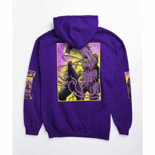 Crunchyroll 紫 パープル フーディー パーカー メンズ Purple Crunchyroll X Godzilla In Hell Hoodie Psicologosancora Es