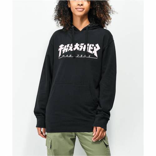 パーカー スーパーsale 12 11深夜2時迄 スラッシャー 黒色 ブラック フーディー パーカー レディース Thrasher Godzilla Black Hoodie スニケス