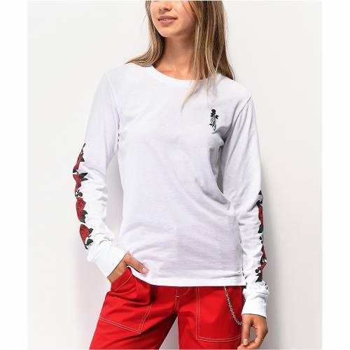 新発売の 楽天市場 Empyre 白色 ホワイト スリーブ Tシャツ 長袖 Sleeve Empyre Rubino Roses White Tshirt レディースファッション トップス Tシャツ カットソー スニケス 手数料安い Caronova Sa Com