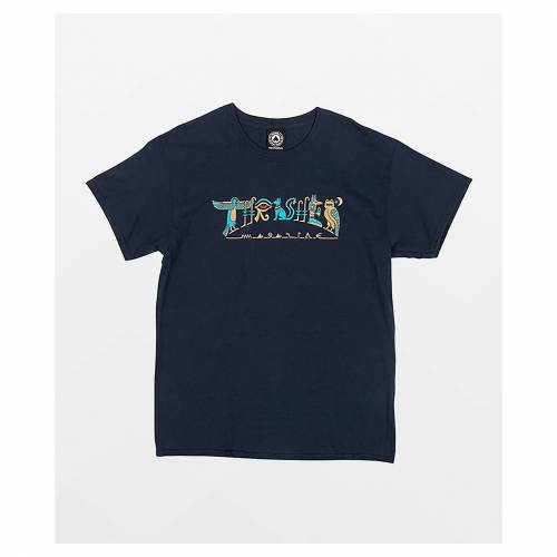 Tシャツ カットソー 正規激安 Hieroglyphic Thrasher Tシャツ ネイビー 紺色 スラッシャー Thrasher Navy カットソー Tシャツ トップス メンズファッション Tshirt Beachsidecliniccr Com