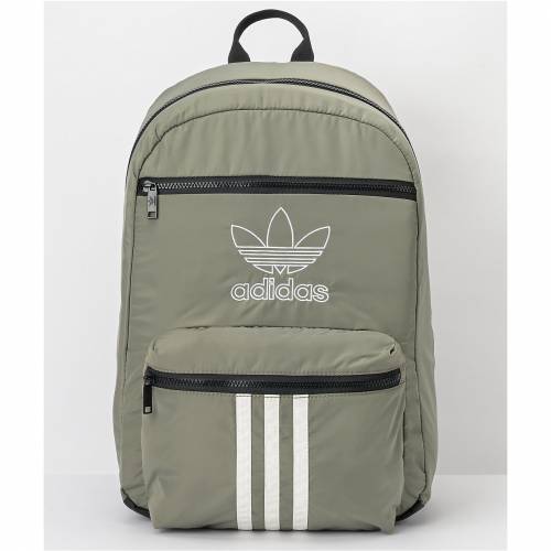 グリーン アディダス バックパック オリジナルス オリーブ バッグ Adidas Green 男女兼 Adidas Olive Stripes リュックサック 緑 Originals National 3 Stripes Olive Backpack バッグ 男女兼 バッグ スニケスファッションブランド カジュアル ファッション バッグ