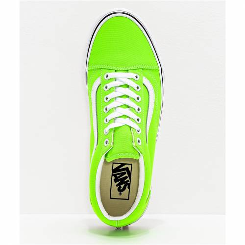 ヴァンズ バンズ 緑 グリーン 白色 ホワイト スケート スニーカー カンパ靴 オールドスクール ユニセックス Vans Green Skate Neon Gecko White Shoes Almarkhiyagallery Com