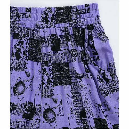 人気満点 Vitriol ジャズ 紫 バイオレット ショーツ ハーフパンツ パープル Purple Vitriol Jazz Violet Mix Print Shorts レディースファッション ボトムス パンツ 激安の Azurpiscines68 Fr