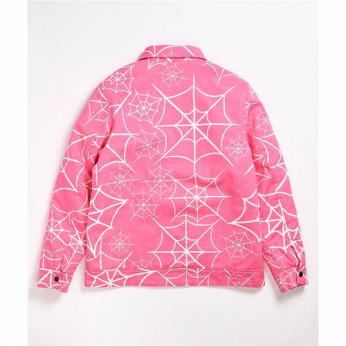 人気ブランドを Salem7 ピンク ジャケット Pink Salem7 Spiderweb Zip Jacket メンズファッション コート ジャケット 楽天ランキング1位 Www Balloonylandkw Com