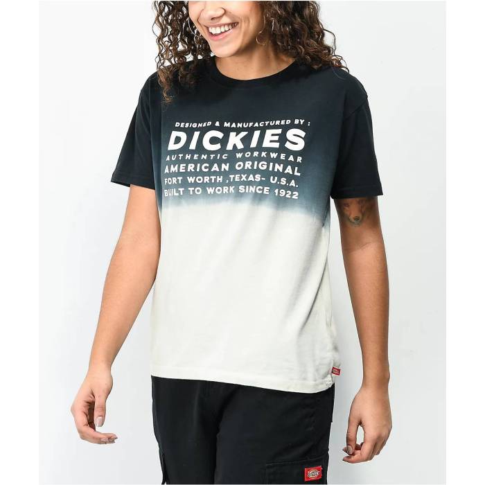 ディッキーズ Dickies 【 Black & Cream Dip Dye T-Shirt Women's Black 】 黒色 ブラック クリーム Tシャツ レディース 黒色 ブラック