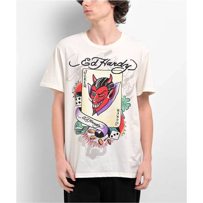 エドハーディー Ed Hardy 【 Joker Ivory T-Shirt Men\u0027s Ivory 】 象牙色 プルオーバー メンズ 象牙色