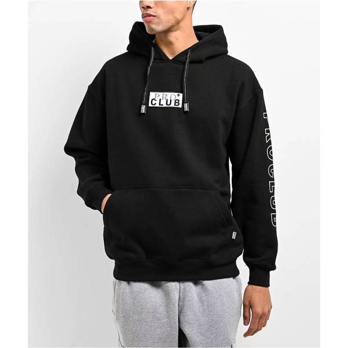 Pro Club 【 Embroidered Logo Black Hoodie Men Black 】 ロゴ 黒色 ブラック フーディー パーカー メンズ 黒色 ブラック