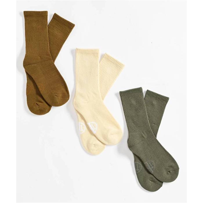 Ninth Hall Fundamentals 【 Beryl Deep Lichen Green Birch & Butternut 3 Pack Crew Socks Women's Multicolor 】 ディープ green 緑・グリーン クルー ソックス・靴下 レディース