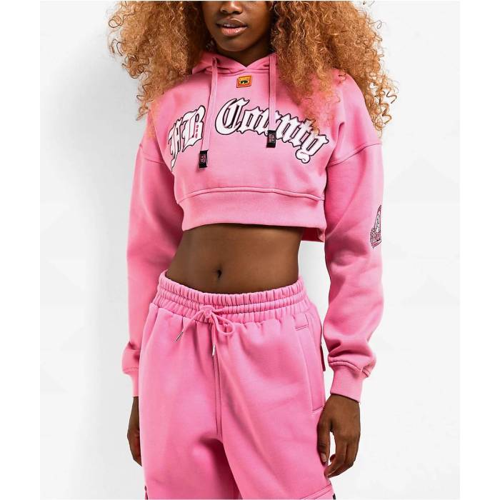 Fb County 【 Old School Pink Crop Hoodie Women's Pink 】 pink ピンク Crop クロップ フーディー パーカー レディース pink ピンク｜スニケス