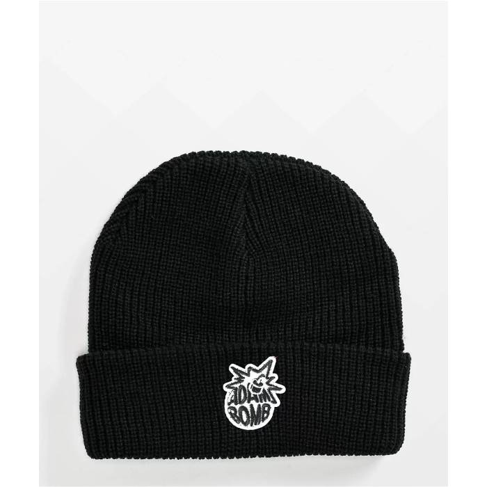 Adam Bomb 【 Bubblestamp Black Beanie Men's Black 】 黒色 ブラック キャップ 帽子 メンズ 黒色 ブラック