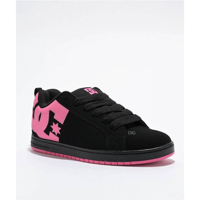 【★百貨店SALE★6/11真夜中2時迄】ディーシー Dc 【 Court Graffik Black \u0026 Pink Skate Shoes Men\u0027s Black 】 厚地の外套 黒いこと 黒いこと pink さくら色 Skate 滑る シューズ 運動すること靴 メンズ 黒いこと 黒いこと