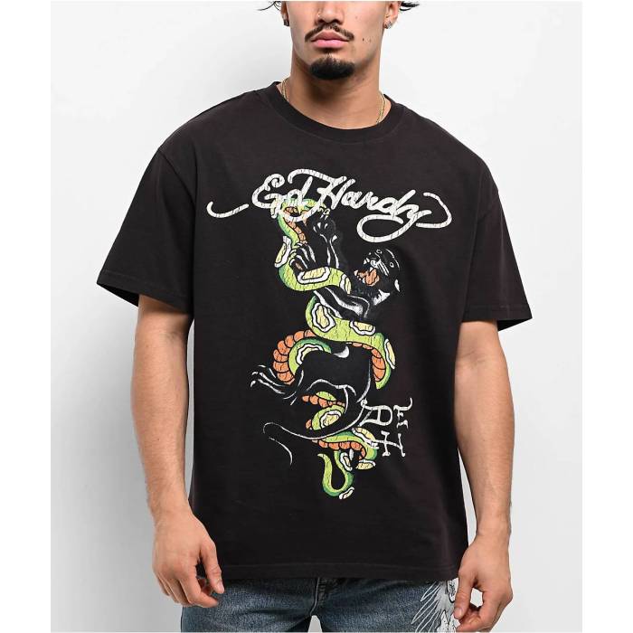 エドハーディー Ed Hardy 【 Panther Snake Vintage Black T-Shirt Men's Black 】 vintage ビンテージ・ヴィンテージ 黒色 ブラック Tシャツ メンズ 黒色 ブラック|スニケス