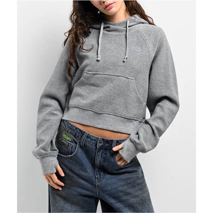 Ninth Hall Fundamentals 【 Reverse Terry Grey Crop Hoodie Women's Grey 】 リベンジ 灰色 グレー Crop クロップ フーディー パーカー レディース 灰色 グレー