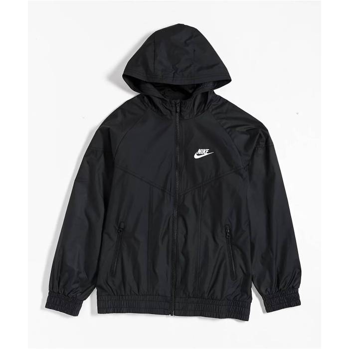【★百貨店SALE★6/11真夜中2時迄】ナイキ Nike 【 Sportswear Kids Black Windbreaker Jacket Kids\u0027 Black 】 黒いこと 黒いこと ウィンドブレーカー Jacket 上衣 黒いこと 黒いこと