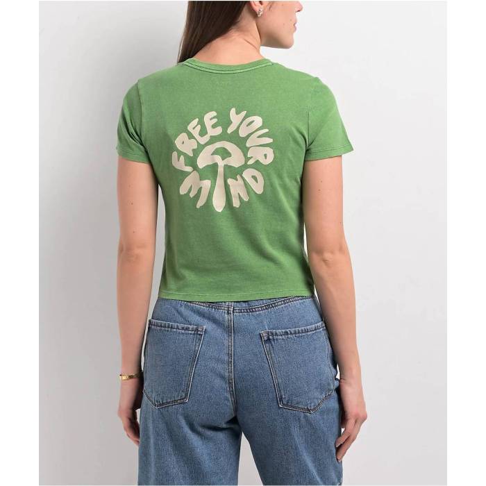 ルーカ Rvca 【 411 Green Crop T-Shirt Women Green 】 green 緑・グリーン Crop クロップ Tシャツ レディース green 緑・グリーン
