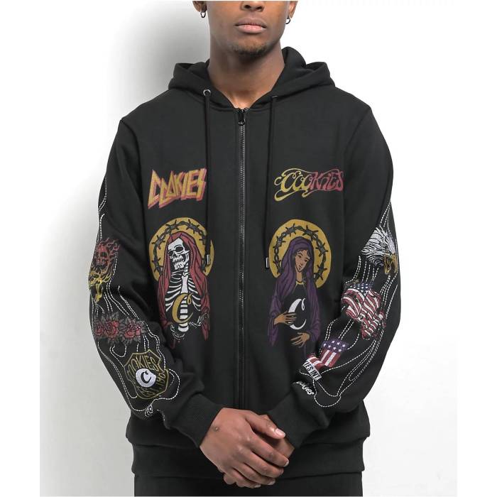 【★百貨店SALE★6/11十二時2時迄】Cookies Clothing 【 Cookies Highway Black Zip Hoodie Men\u0027s Black 】 黒いこと 黒いこと フーディー パーカー メンズ 黒いこと 黒いこと