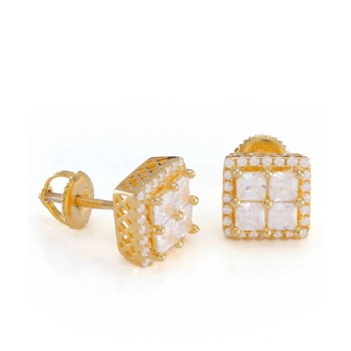 【★百貨店SALE★6/11真夜中2時迄】King Ice 【 Layered Gold Stud Earrings Men\u0027s Gold 】 ゴールド イヤリング メンズ ゴールド