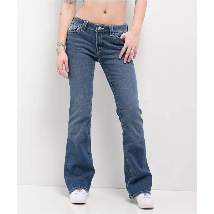 トゥルーレリジョン True Religion 【 Becca Crystal Wing Marina Mid Rise Bootcut Jeans Women's Blue 】 ミッド ライズ ジーンズ レディース 青色 ブルー｜スニケス