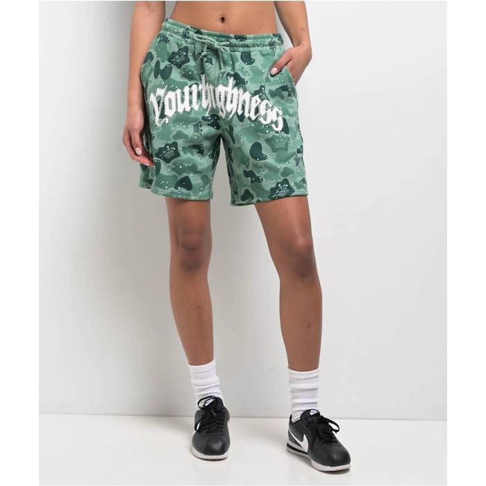 Your Highness 【 Ocean Camo Sweat Shorts Women\u0027s Medium Green 】 合鴨柄 Sweat 流汗 さる股引き レディース green 緑・緑であること レディースファッション-パンツ-ボトムス