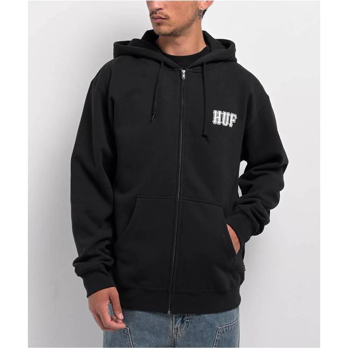 【★百貨店SALE★6/11十二時2時迄】ハフ Huf 【 Set Classic Logo Black Zip Hoodie Men\u0027s Black 】 古典派音楽 ロゴタイプ 黒いこと 黒いこと フーディー パーカー メンズ 黒いこと 黒いこと