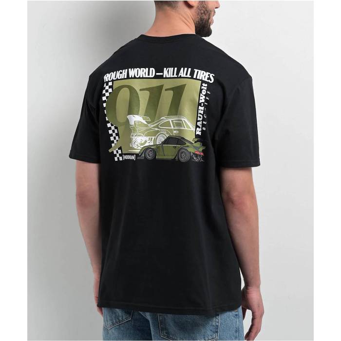 Rough World 【 X Hoonigan Track Hero Black T-Shirt Men\u0027s Black 】 貨物自動車 黒いこと 黒いこと プルオーバー メンズ 黒いこと 黒いこと