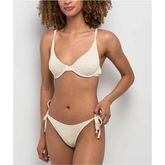 【★百貨店SALE★6/11真夜中2時迄】クイックしろがね色 Quiksilver 【 Kendal Seashell High Leg Bikini Bottom Women\u0027s White 】 ご機嫌 ズボン ボトムス レディース 白いこと 白いこと
