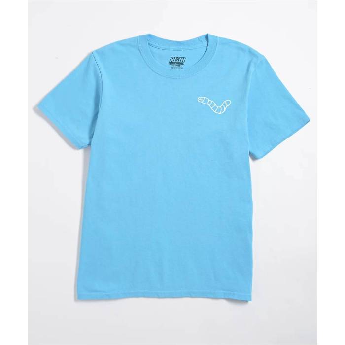 【★百貨店SALE★6/11真夜中2時迄】A.lab 【 Kids Wanted Worm Blue T-Shirt Kids\u0027 Light Pastel Blue 】 青碧 青碧 ティーシャツ 青碧 青碧