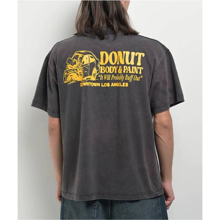 【★百貨店SALE★6/11十二時2時迄】Donut 【 Paint And Body 2 Black Wash T-Shirt Men\u0027s Black 】 黒いこと 黒いこと プルオーバー メンズ 黒いこと 黒いこと