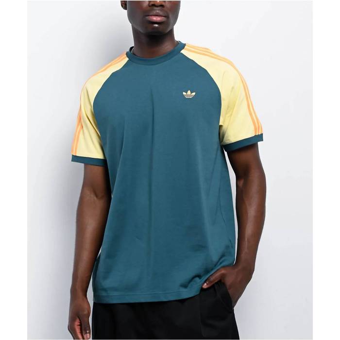 【★百貨店SALE★6/11真夜中2時迄】アディダス Adidas 【 Originals Superstar Green \u0026 Yellow Raglan T-Shirt Men\u0027s Green 】 オリジナルス Superstar はやりっ子 green 緑・緑であること yellow 黄味がかった・黄色 Raglan ラグラン ティーシャツ メンズ green 緑・グ