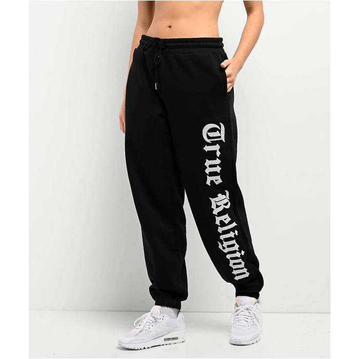 トゥルーレリジョン True Religion 【 Crystal Black Boyfriend Jogger Sweatpants Women's Black 】 黒色 ブラック ジョガーパンツ ロングタイツ レディース 黒色 ブラック|スニケス