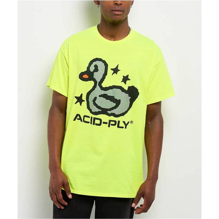 Quasi 【 Duck Tech Yellow T-Shirt Men\u0027s Bright Yellow 】 テック yellow 黄味がかった・黄色 プルオーバー メンズ yellow 黄味がかった・黄色
