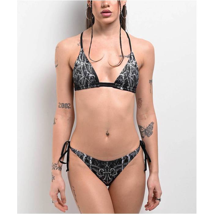 【★百貨店SALE★6/11真夜中2時迄】アフリクション Affliction 【 Vertibrate Black Bikini Bottom Women\u0027s Black 】 黒いこと 黒いこと ズボン ボトムス レディース 黒いこと 黒いこと