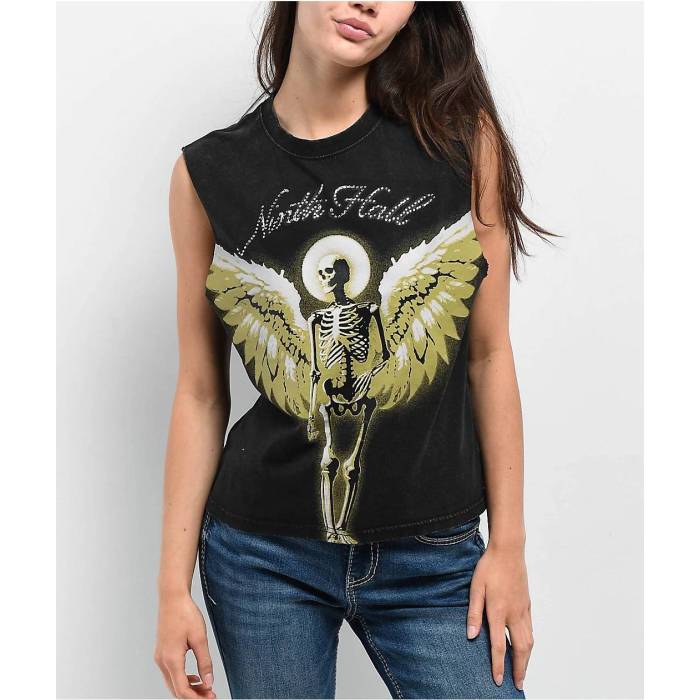 Ninth Hall 【 Mattie Skeleton Black Wash Tank Top Women's Charcoal 】 黒色 ブラック タンクトップ レディース チャコール｜スニケス